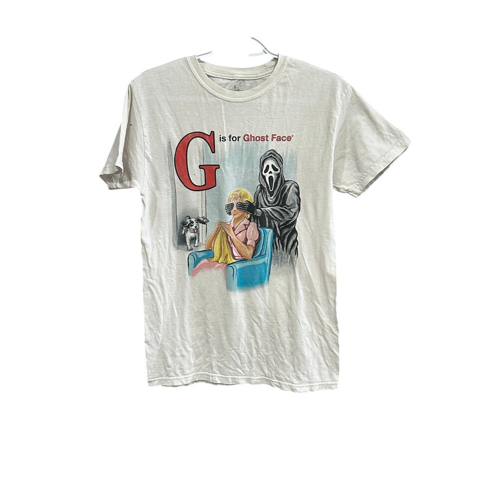 Ghost Face G Is for Ghost Face Horror Halloween Graphic T-Shirt White Small